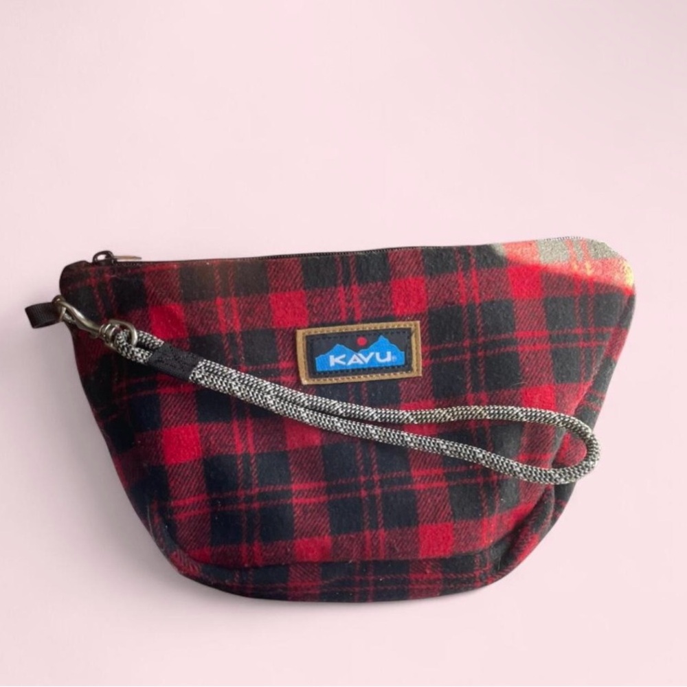 Kavu Red and Black Plaid Wristlet